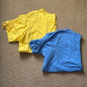 Woman Within Yellow and Blue Short Sleeve Shirt Bundle Size 1X (22/24)